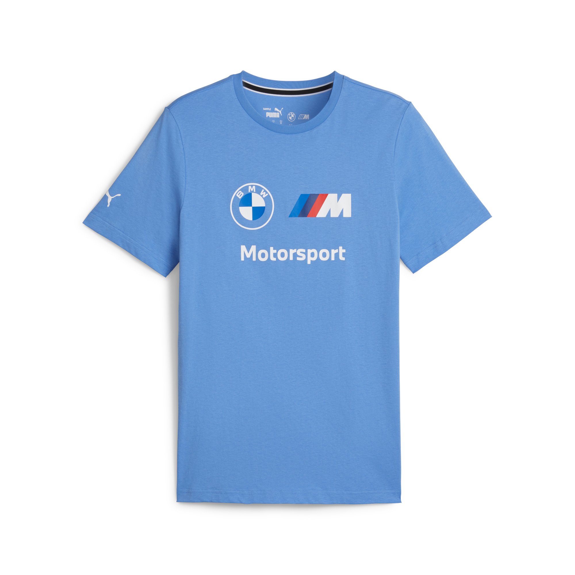 BMW Genuine M Motorsport Logo Mens T Shirt Light Blue Tee Top Short Sleeve