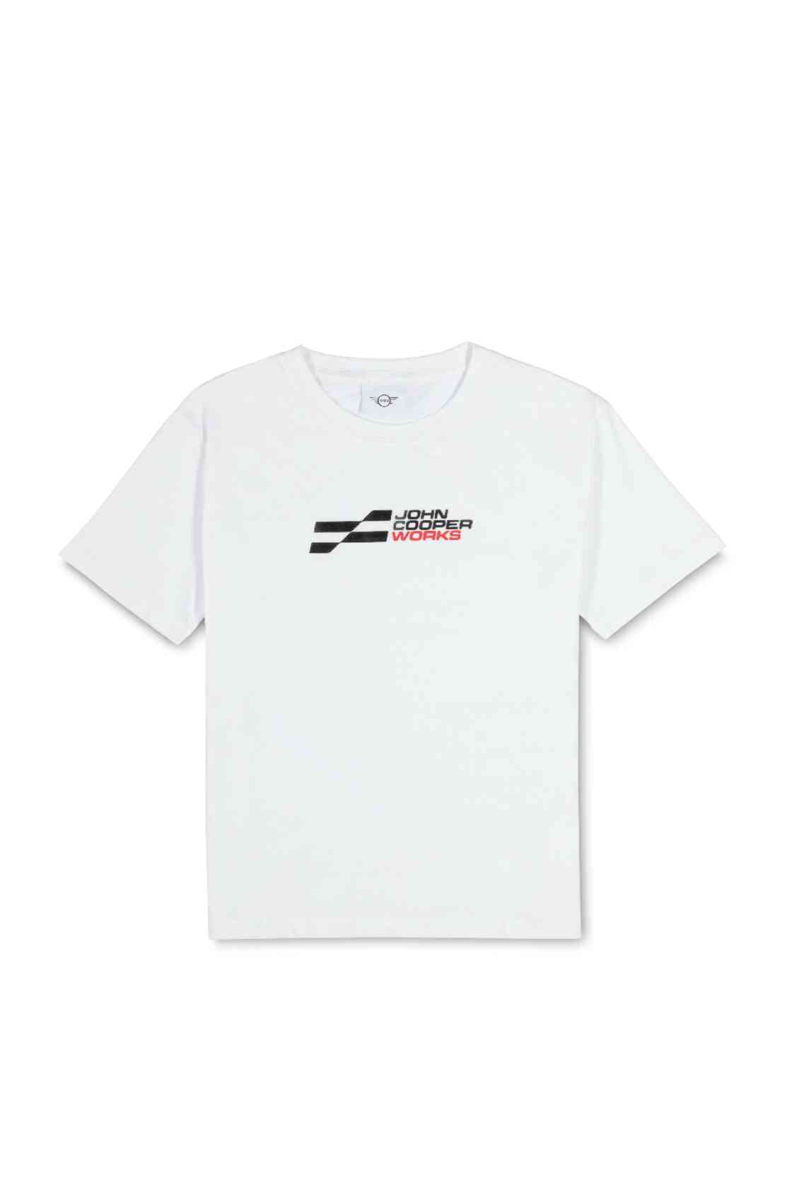 MINI Genuine JCW Logo Womens Ladies T Shirt White Tee Top Semi Loose Fit