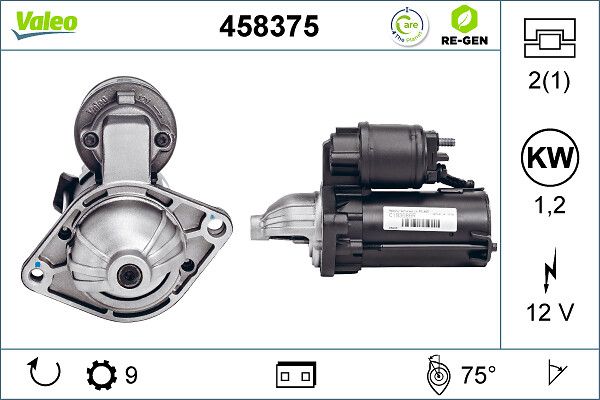 Valeo Exchange Starter 12V Clockwise 9 Teeth Replacement BV PSH 130.540.092.508