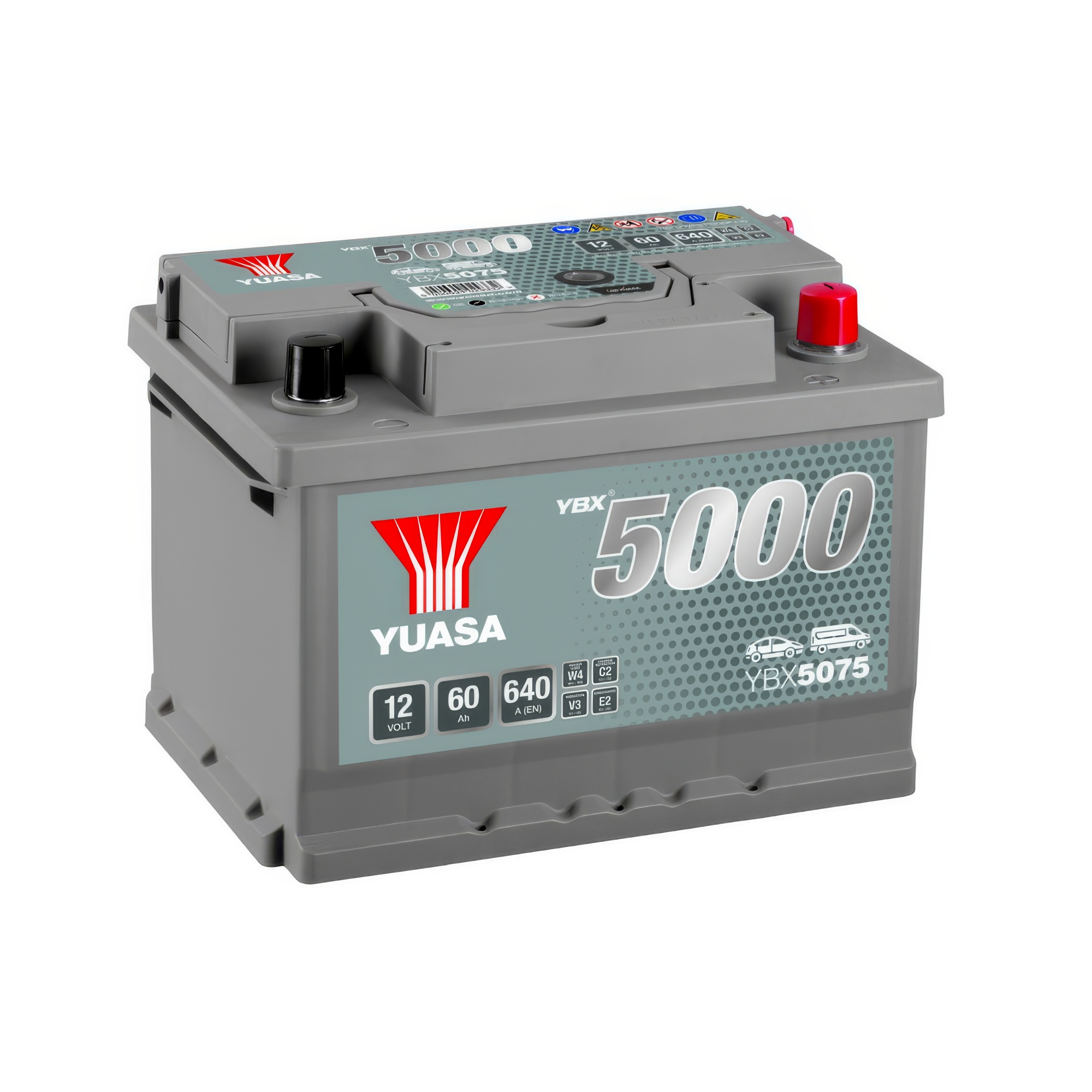 YUASA Battery YBX5075 12V 60Ah 640A B13 B14 Citroën ZX 1.9 D 1.9 i